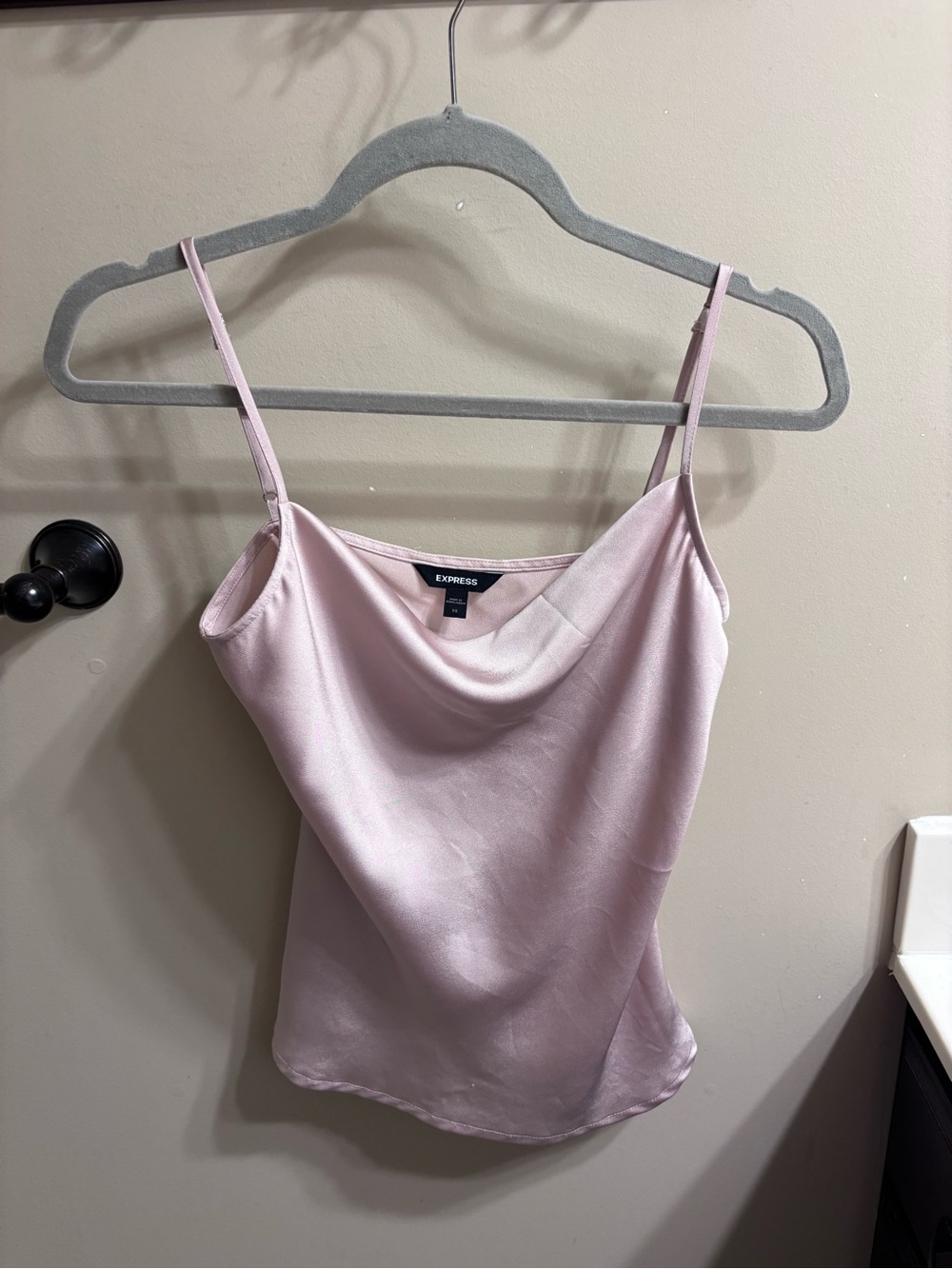 Express Light Pink Satin Cowl Camisole